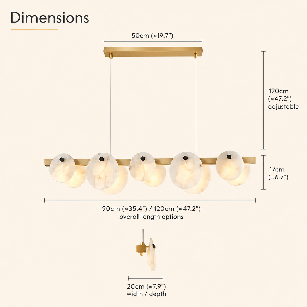 Alabaster Chandelier | Linear Pendant Light — Japandi Dining Room