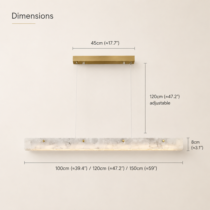 Alabaster Pendant Light | Linear Chandelier — Japandi Dining Room