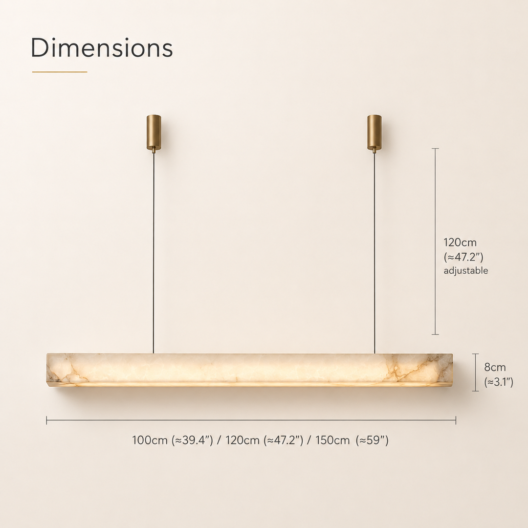 Alabaster Pendant Light | Linear Chandelier — Japandi Dining Room
