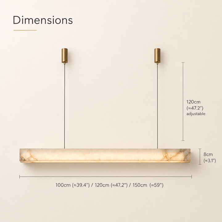 Alabaster Pendant Light | Linear Chandelier — Japandi Dining Room