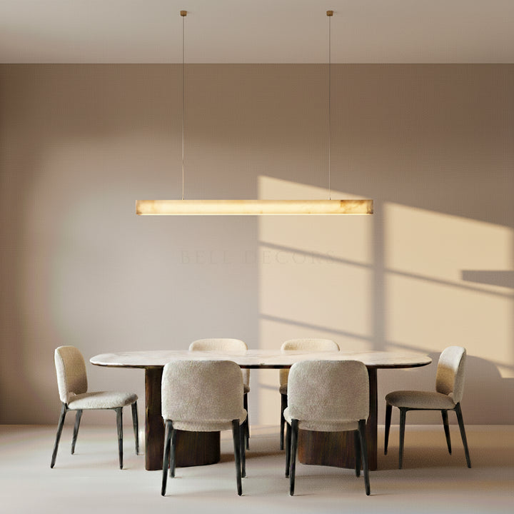 Alabaster Pendant Light | Linear Chandelier — Japandi Dining Room