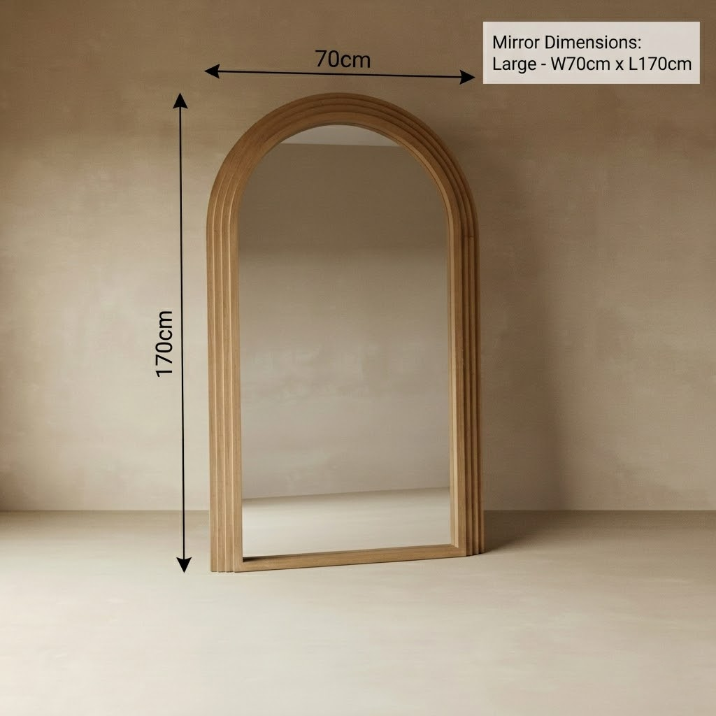 Arched Full Length Mirror | Large Wood Floor Mirror — Organic Modern Bedroom