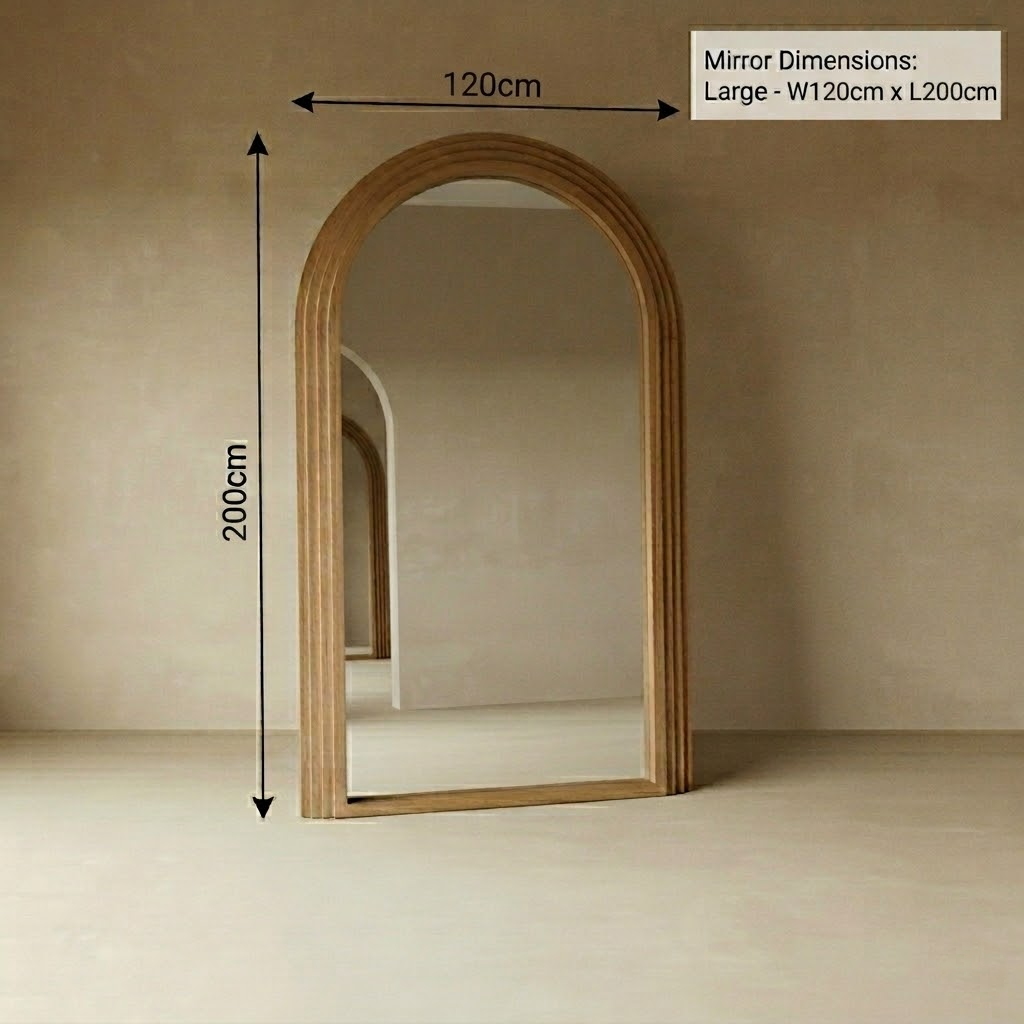 Arched Full Length Mirror | Large Wood Floor Mirror — Organic Modern Bedroom