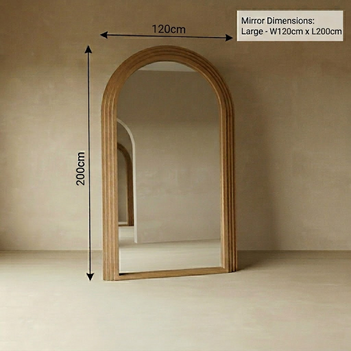 Arched Full Length Mirror | Large Wood Floor Mirror — Organic Modern Bedroom