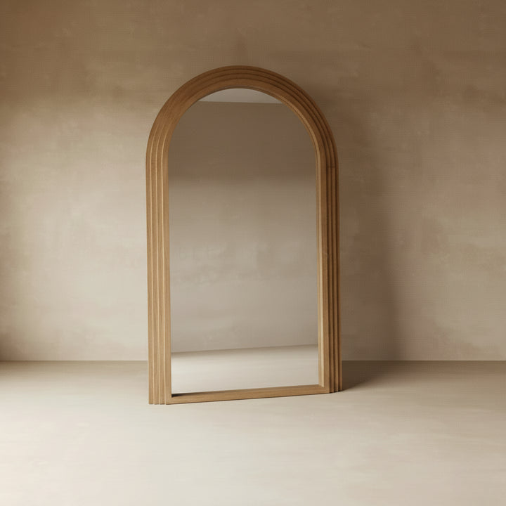 Arched Full Length Mirror | Large Wood Floor Mirror — Organic Modern Bedroom