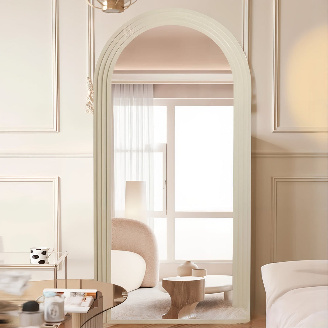 Large Floor Mirror - Arched Mirror in an elegant interior setting showcasing vintage design and full-length functionality.