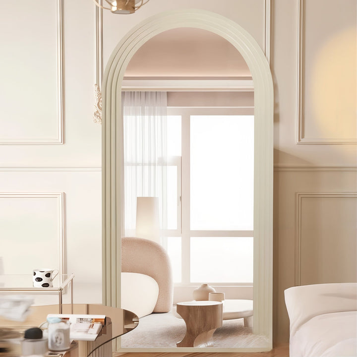 Large Floor Mirror - Arched Mirror in an elegant interior setting showcasing vintage design and full-length functionality.