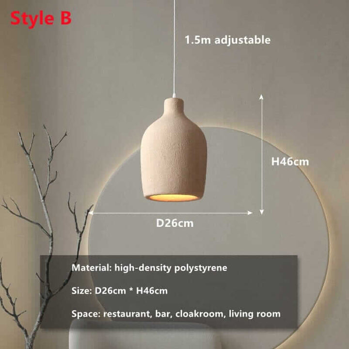 Wabi Sabi Pendant Light in beige, adjustable height, suitable for living room and restaurants.