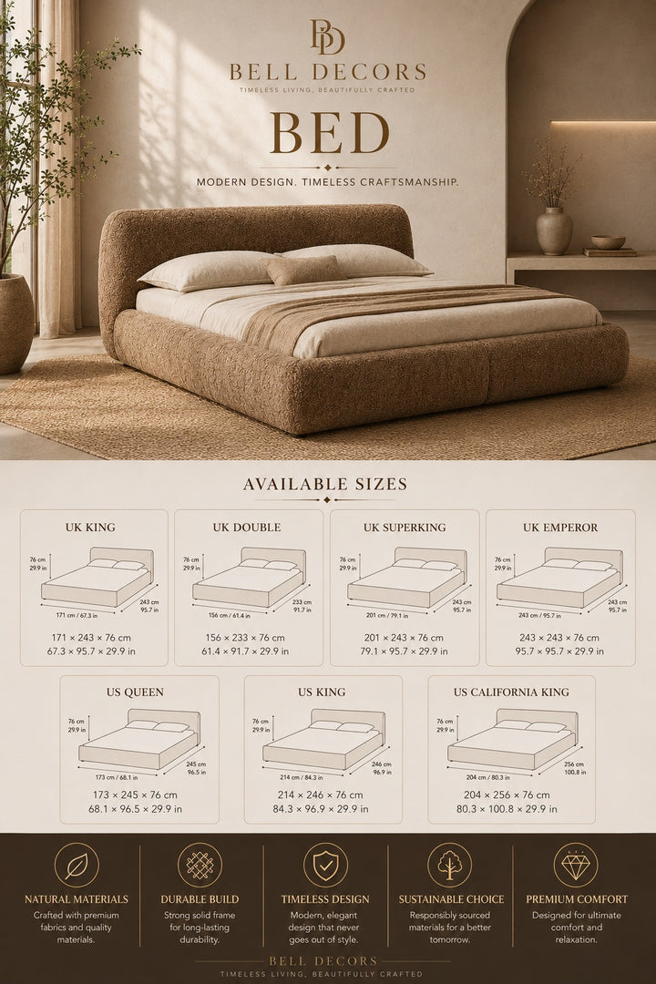Upholstered Bed Frame | Bouclé Platform Bed — Organic Modern Bedroom