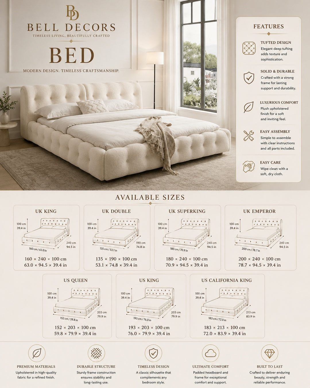 Upholstered Bed Frame | Tufted Platform Bed — Organic Modern Bedroom