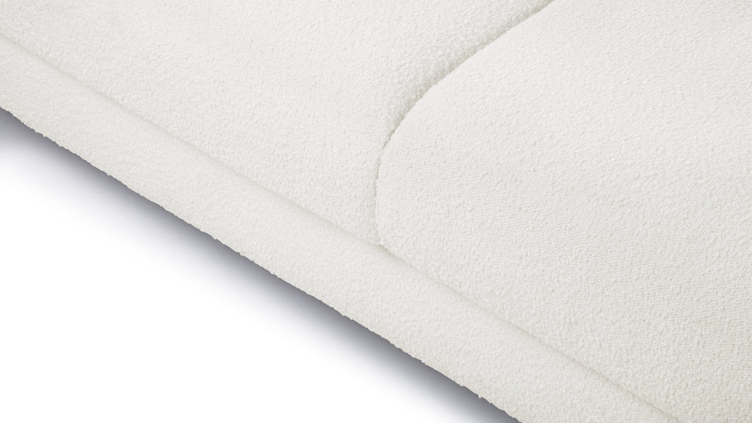 Boucle Sofa | Cream Couch With Wood Legs — Organic Modern Living Room