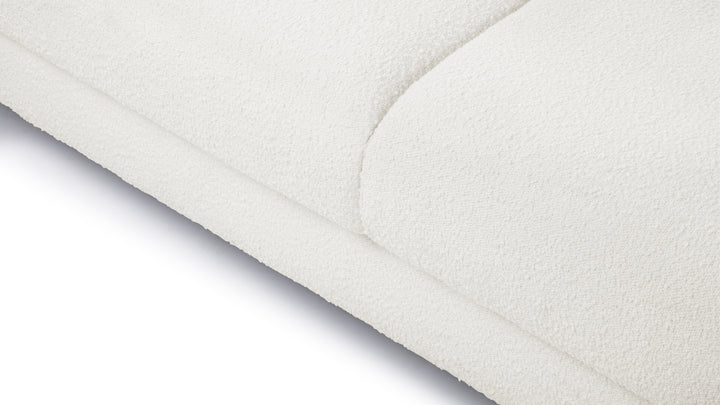 Boucle Sofa | Cream Couch With Wood Legs — Organic Modern Living Room