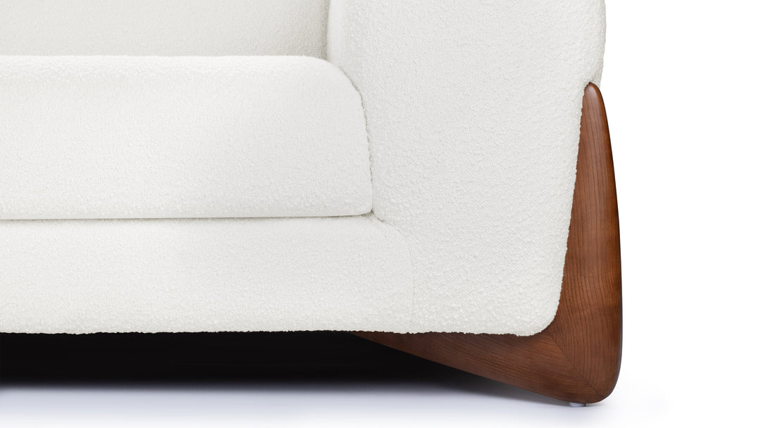 Boucle Sofa | Cream Couch With Wood Legs — Organic Modern Living Room