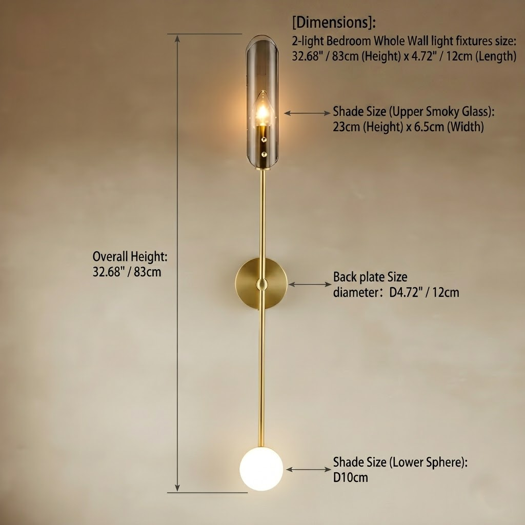 Brass Wall Light | Glass Wall Sconce — Mid-Century Bedroom Light