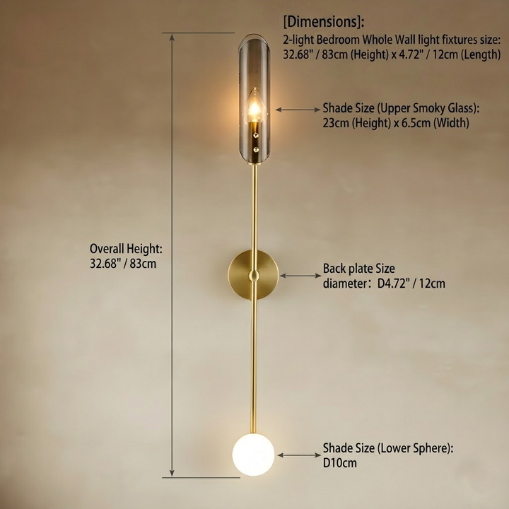 Brass Wall Light | Glass Wall Sconce — Mid-Century Bedroom Light