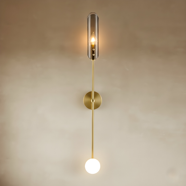 Brass Wall Light | Glass Wall Sconce — Mid-Century Bedroom Light