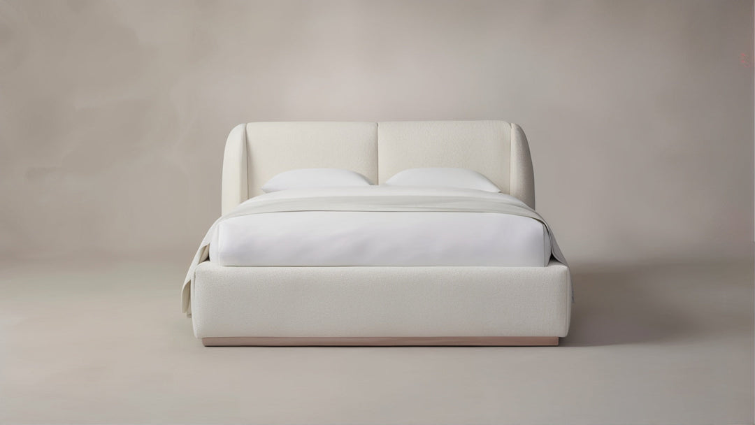 California King Bed - Queen Size Bed with luxurious bouclé upholstery and modern design.