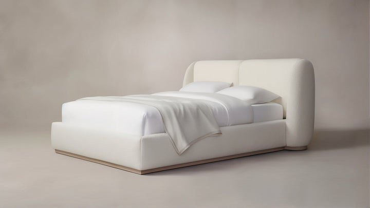 California King Bed - Queen Size Bed with luxurious bouclé upholstery and modern design.