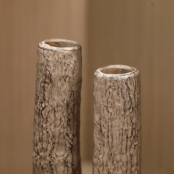 Personal Ornamentation - Brown Ornaments, handcrafted ceramic vases with textured design for home decor.