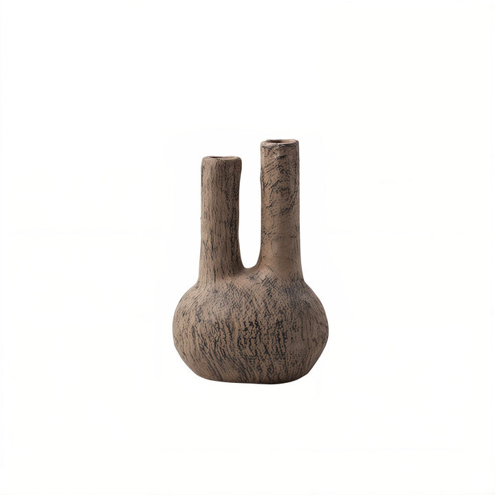 Personal Ornamentation - Brown Ornaments, handcrafted ceramic vase with two spouts.