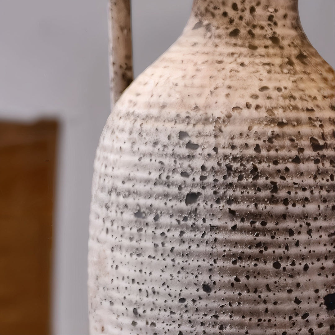 Mid Century Table Lamp - Imperfectly Perfect, showcasing unique ceramic texture and earthy tones.