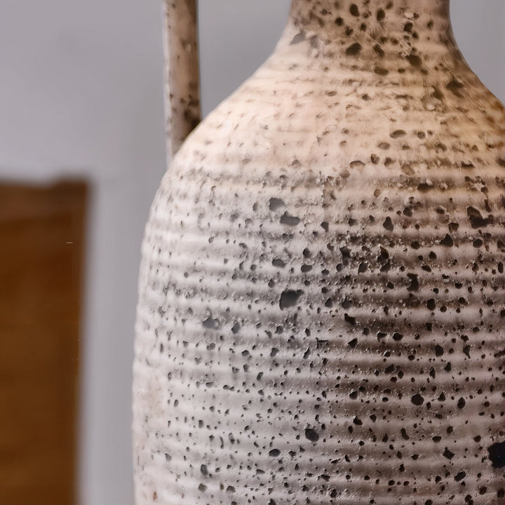Mid Century Table Lamp - Imperfectly Perfect, showcasing unique ceramic texture and earthy tones.