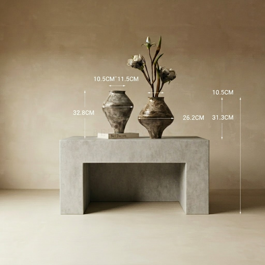 Ceramic Vase Set | Marble Effect Vase — Organic Modern Living Room