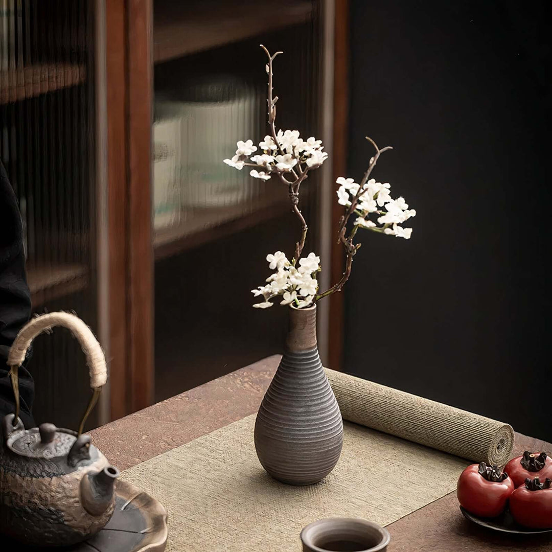 Ceramic Vase Set | Stoneware Bud Vases — Wabi-Sabi Living Room Decor