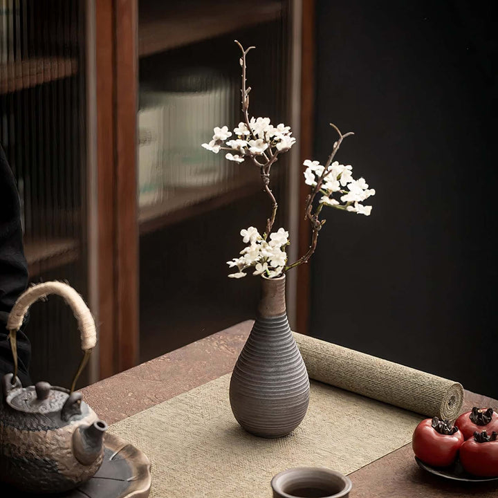 Ceramic Vase Set | Stoneware Bud Vases — Wabi-Sabi Living Room Decor