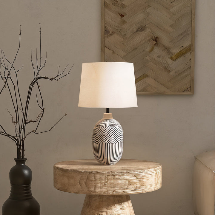 Mid Century Table Lamp - Artistic Centerpiece on a wooden table, enhancing the room's serene elegance and minimalist design.