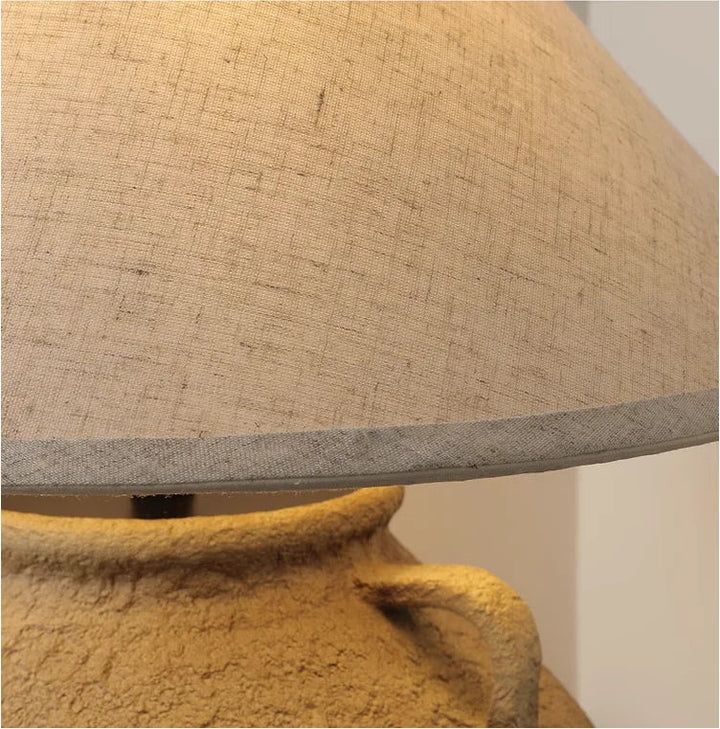 Mid Century Table Lamp - Imperfect Beauty with earthy pottery base and textured shade