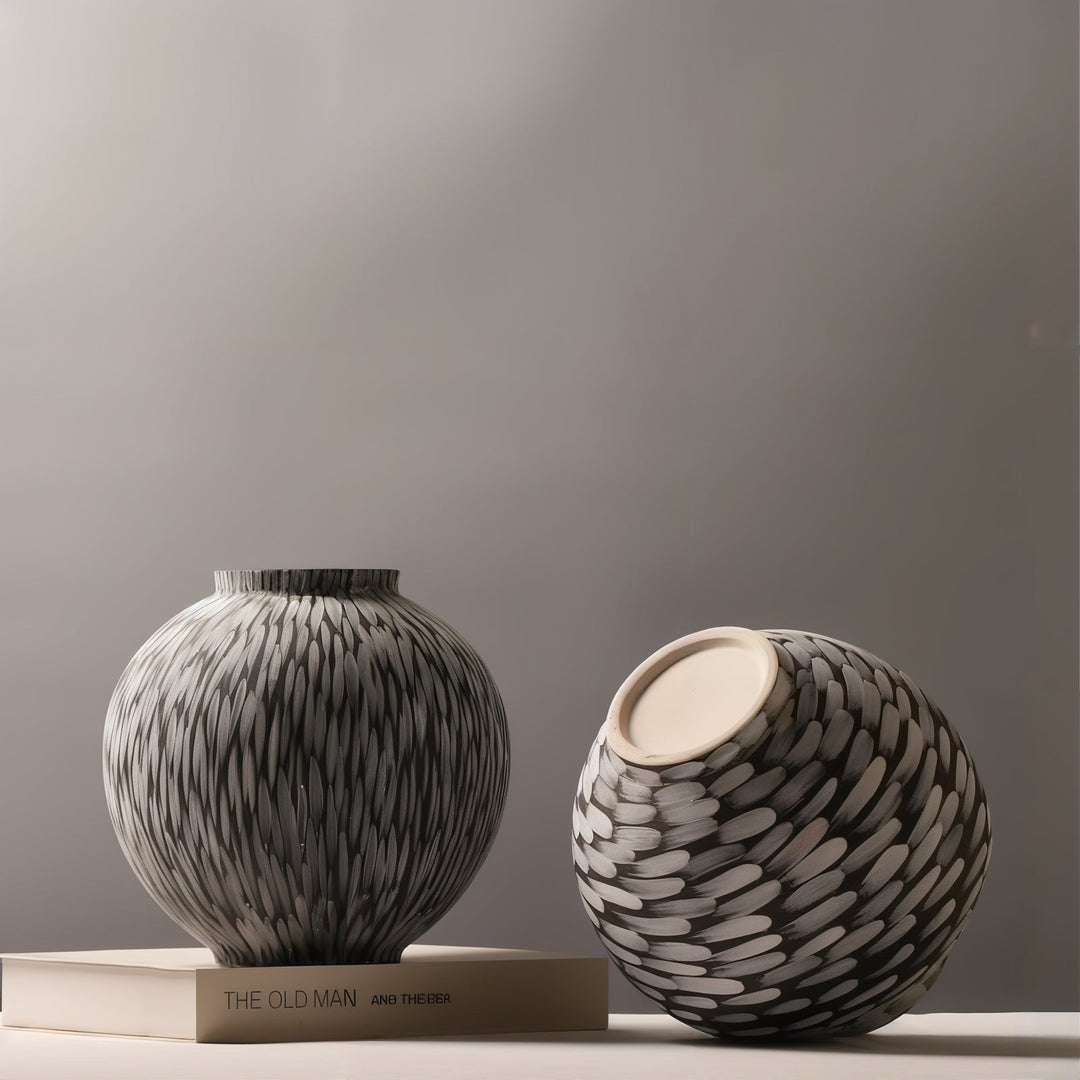 Ceramic Vases - Decorative Vases featuring handcrafted black and white patterned design