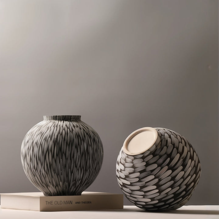 Ceramic Vases - Decorative Vases featuring handcrafted black and white patterned design