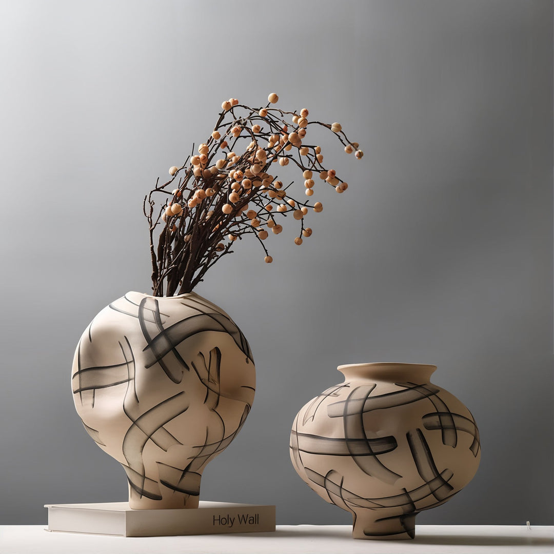 Ceramic Vases - Decorative Vases showcasing modern minimalist design, featuring elegant ceramic texture and floral arrangement.