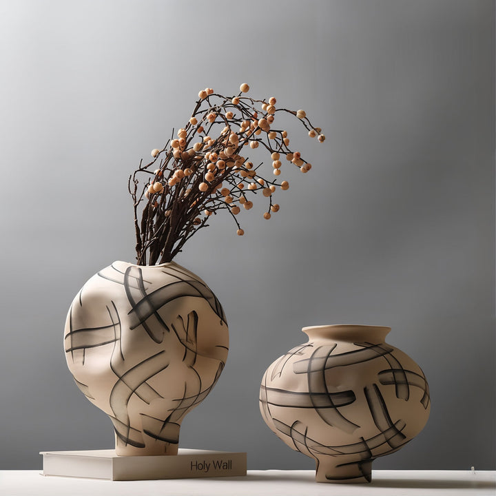 Ceramic Vases - Decorative Vases showcasing modern minimalist design, featuring elegant ceramic texture and floral arrangement.