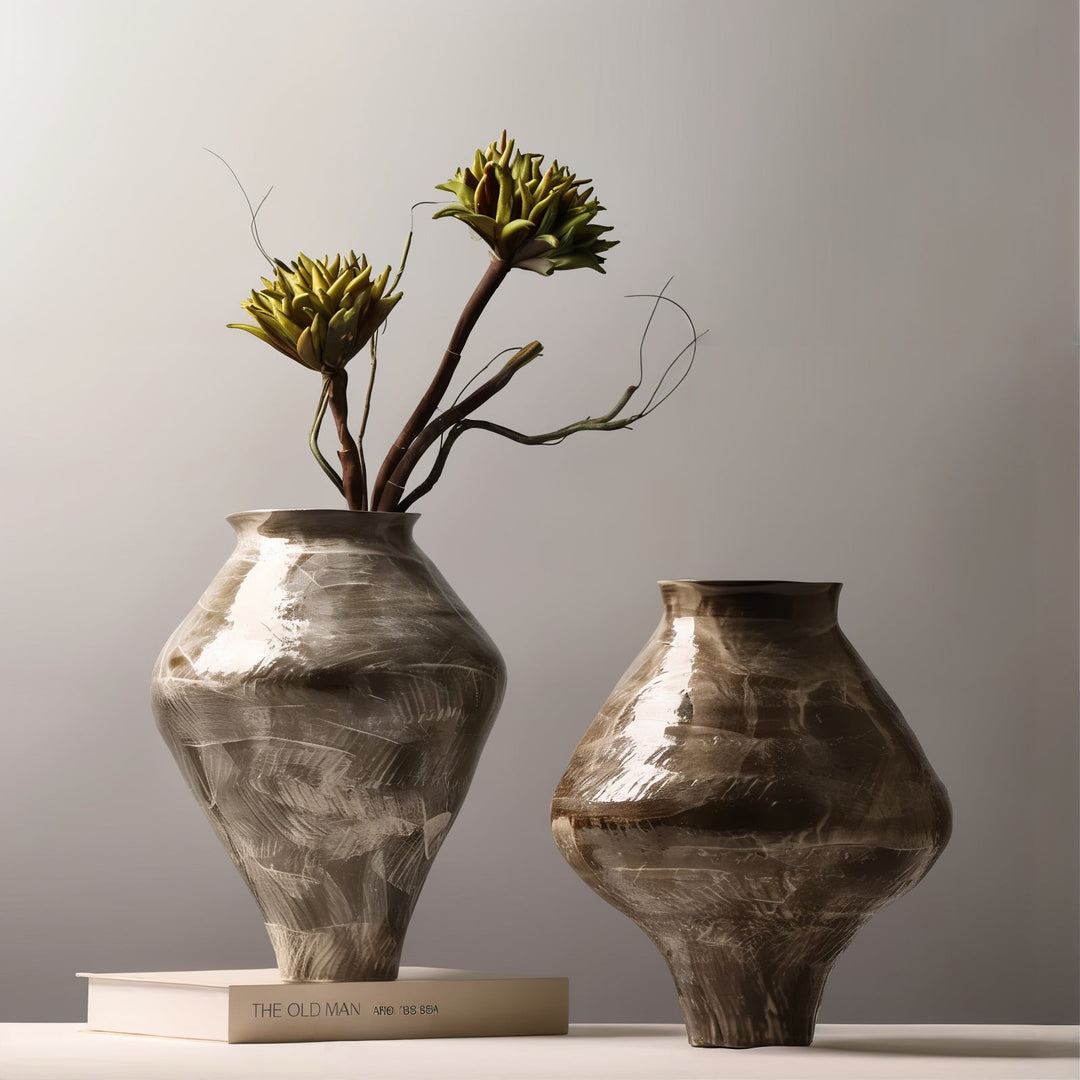 Flower Vase - Decorative Vases showcasing rustic terracotta designs with floral accents, perfect for home decor.