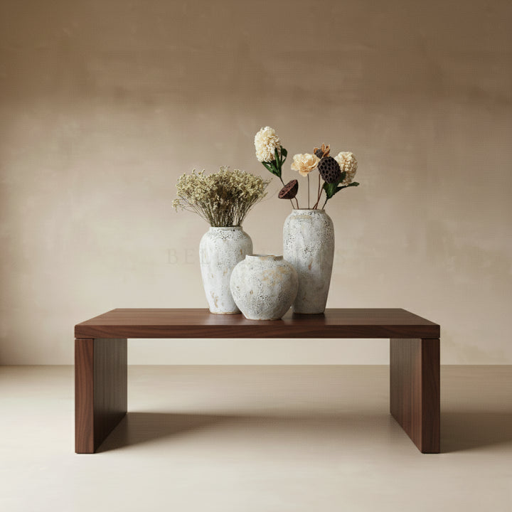 Ceramic Vase Set | Rustic Stoneware Vases — Wabi-Sabi Living Room Decor