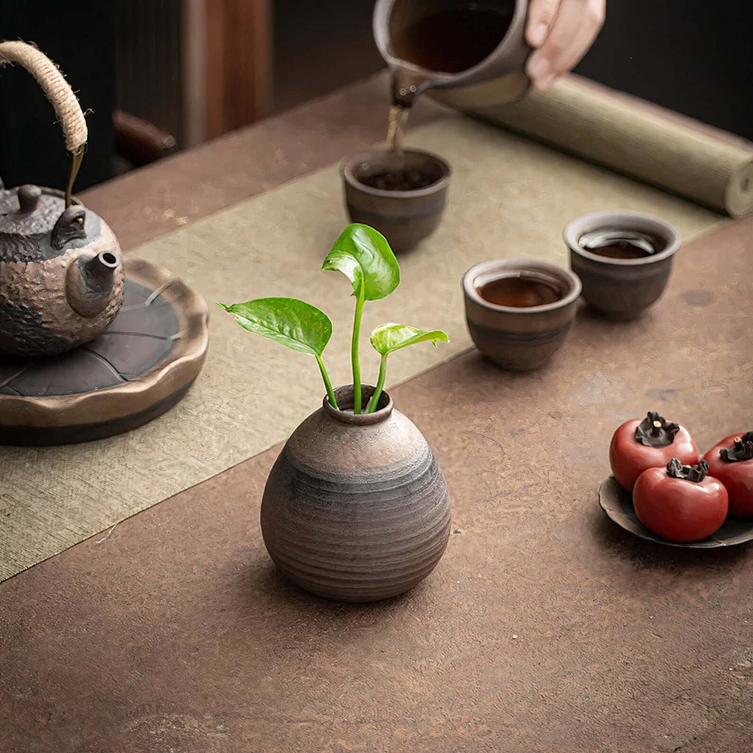 Ceramic Vase Set | Stoneware Bud Vases — Wabi-Sabi Living Room Decor