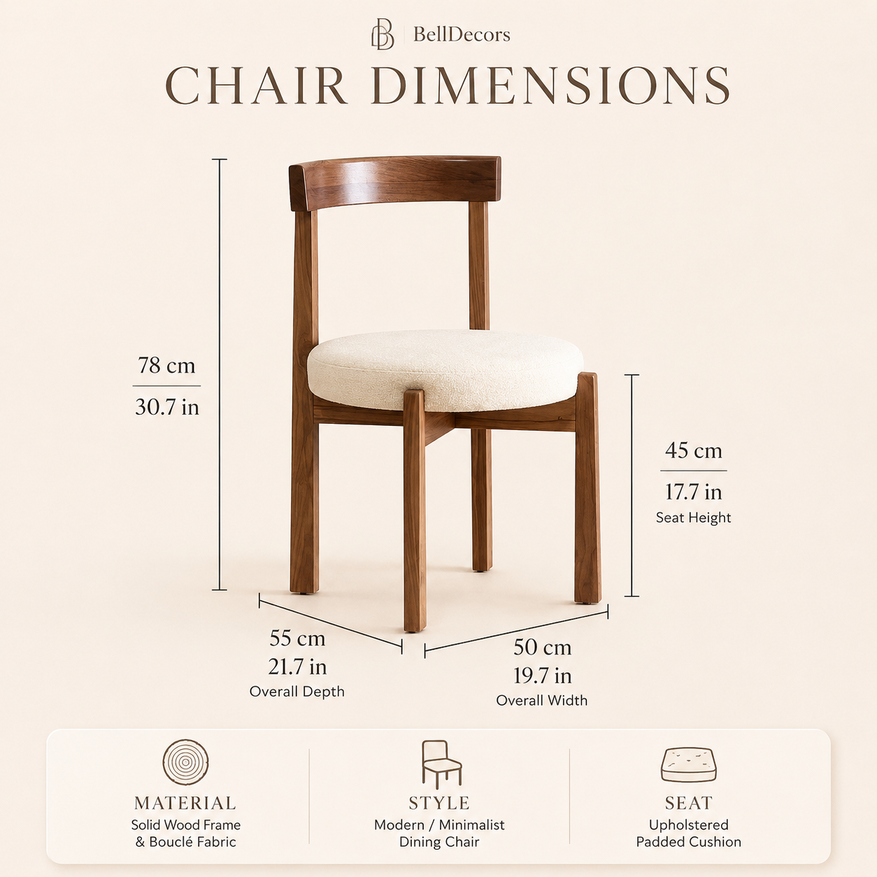 Wooden Dining Chair | Boucle Upholstered Chair — Dining Room