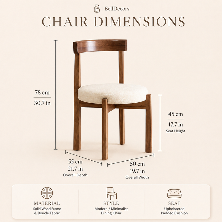 Wooden Dining Chair | Boucle Upholstered Chair — Dining Room