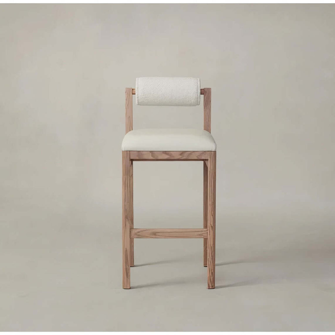 Wooden Bar Stool - Modern Bar Stools featuring a stylish design with a boucle and leather blend for elegance and comfort.