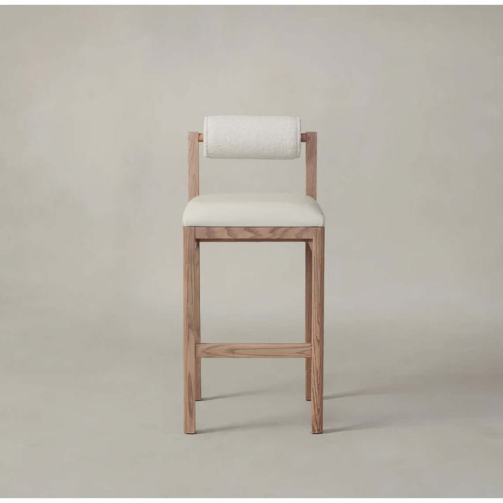 Wooden Bar Stool - Modern Bar Stools featuring a stylish design with a boucle and leather blend for elegance and comfort.