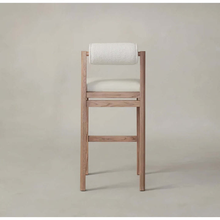Wooden Bar Stool - Modern Bar Stools with boucle and leather, perfect for any bar or counter seating area.