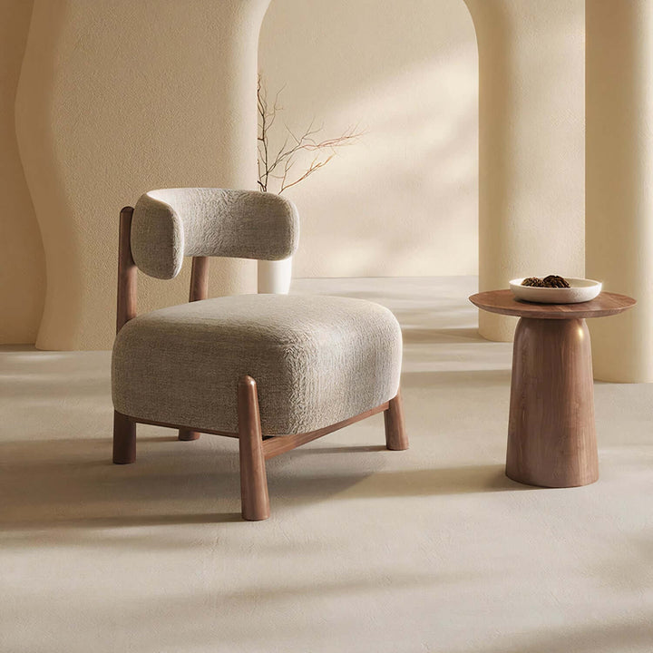Comfortable Reading Armchair - Mid Century Armchair in a cozy living space with natural aesthetic and minimalistic design.