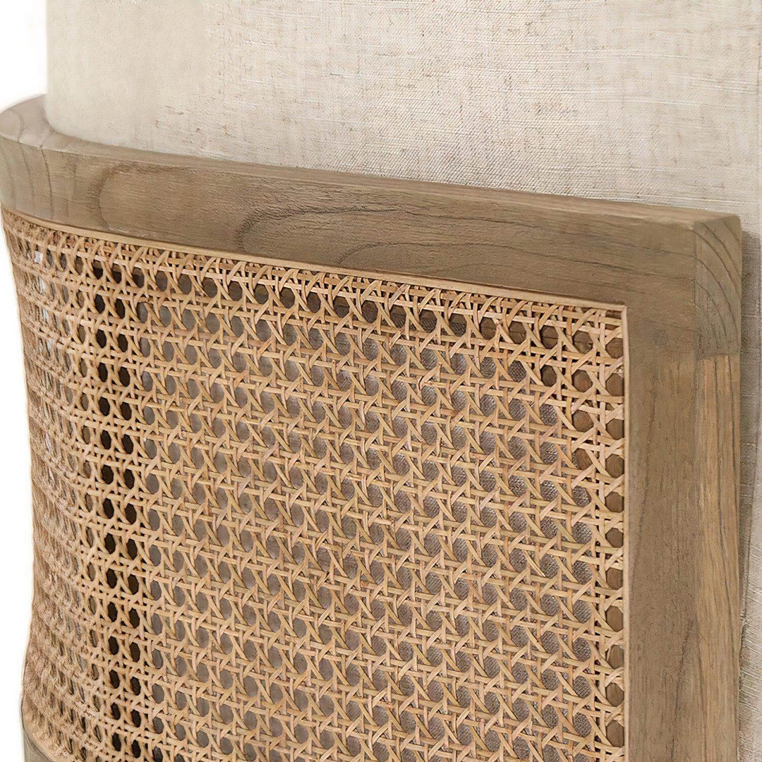 Close-up of rattan detail on Lounge Chair - Comfortable Reading Chair, showcasing its natural texture and stylish design.