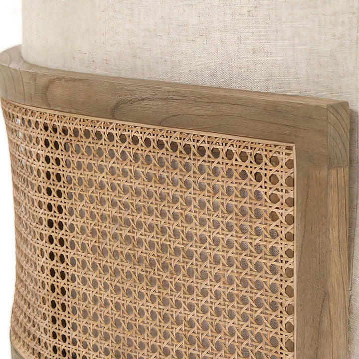 Close-up of rattan detail on Lounge Chair - Comfortable Reading Chair, showcasing its natural texture and stylish design.