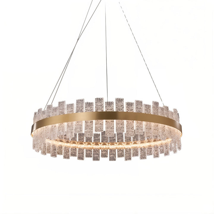Gold Chandelier - Linear Chandelier featuring a stunning design with glass elements and gold finish.