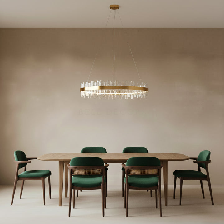 Crystal Chandelier | Gold Pendant Light — Organic Modern Dining Room