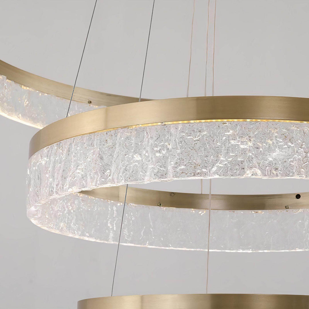 Staircase Chandelier - Foyer Chandelier featuring luxurious circular design and gold finish, ideal for modern entryways.