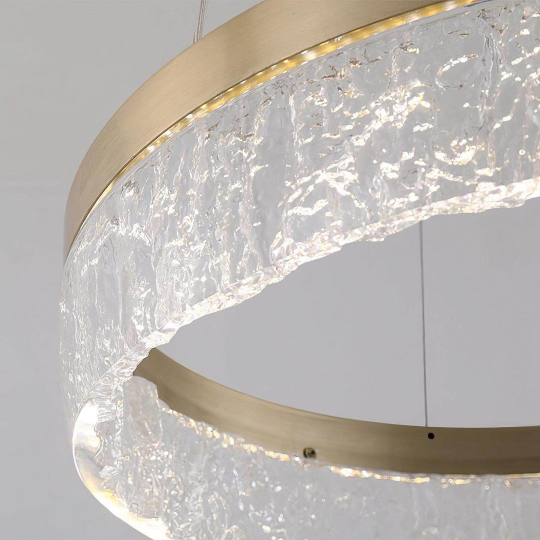 Staircase Chandelier - Foyer Chandelier featuring a luxurious circular design with LED lights and elegant gold finish.